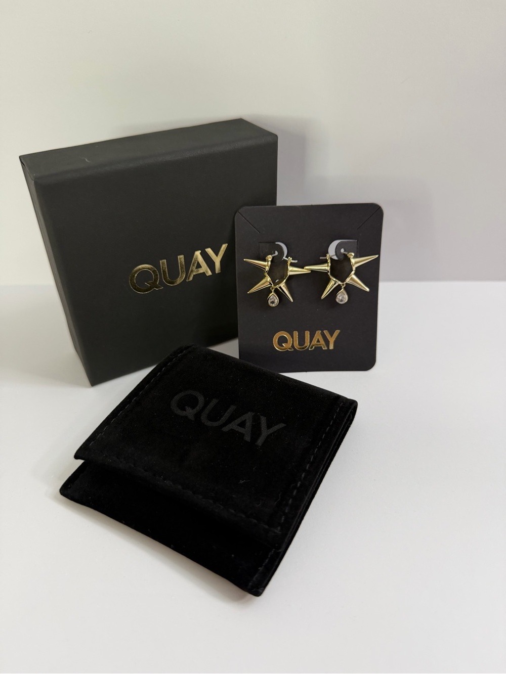Quay Australia Gold Star/ Spike Drop Earrings